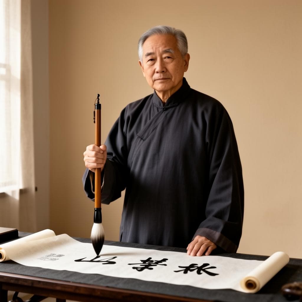 Portrait of calligrapher Ning Baocheng (宁保成) in Ruimo Studio